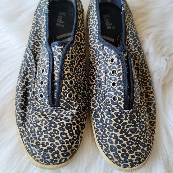 Keds Womens Leopard Print Charter Taupe Slip on Flats without Laces Size 7 - Picture 4 of 11